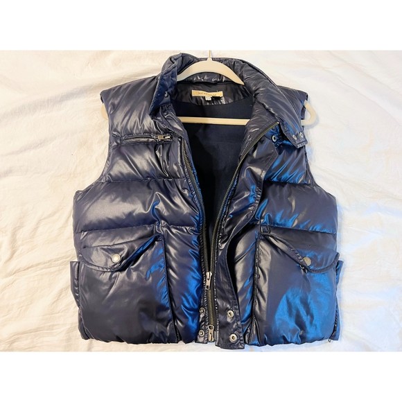 SEE BY CHLOÉ Navy Sleeveless Down Jacket Puff Vest Elastic Waist Size 8 - Picture 6 of 12